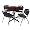 Kobe Kobe Round Table & Chair Set, Wood, Metal, Plastic Top, Mahogany TKB36RNDMH47BK - alternate 1